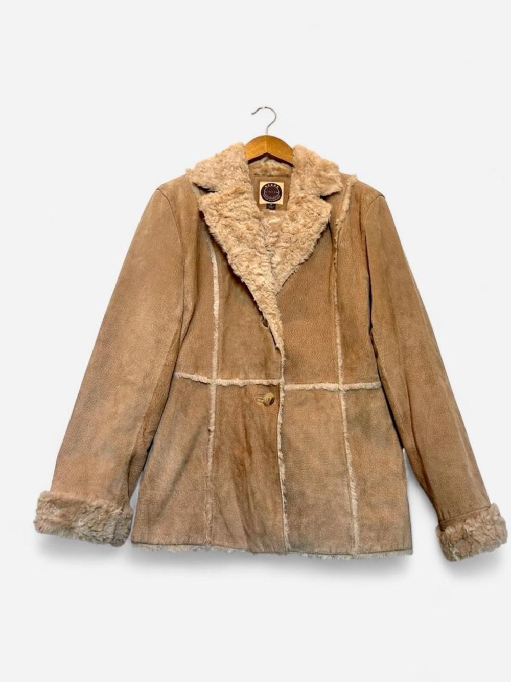 2000s Shearling-Trim Suede Leather Jacket - Tan